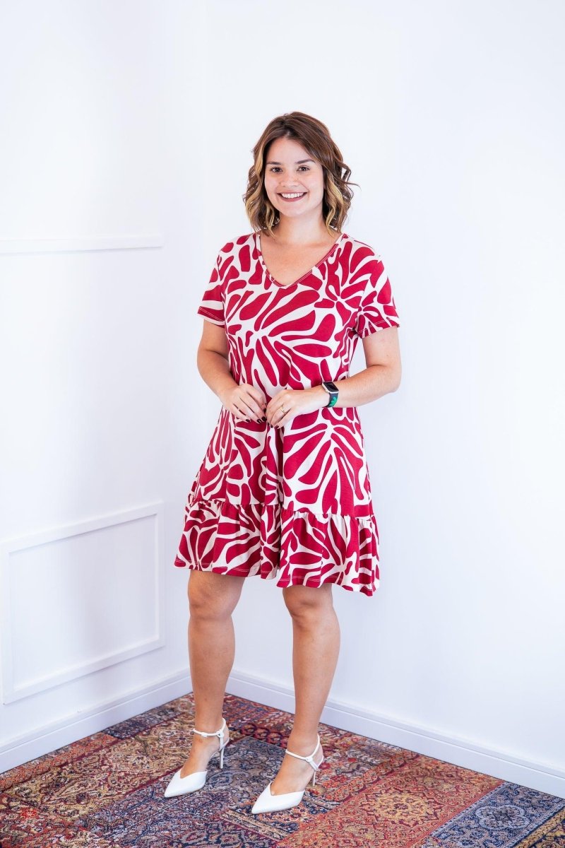 Vestido Verona - Babado Gola V e Manga Curta