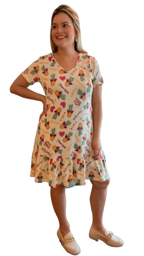 Vestido Verona - Babado Gola V e Manga Curta