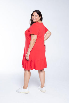 Vestido Verona - Babado Gola V e Manga Curta