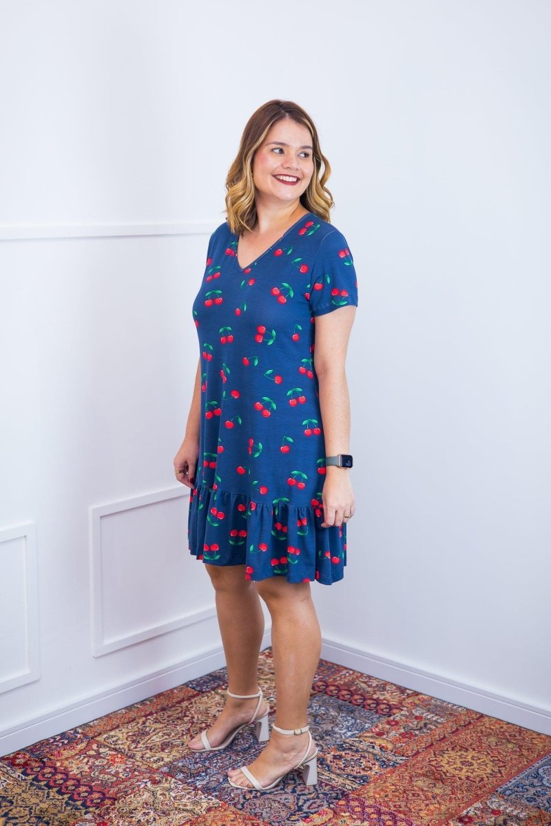 Vestido Verona - Babado Gola V e Manga Curta