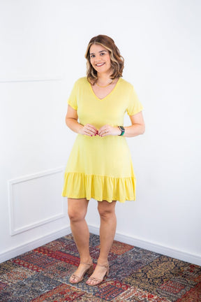 Vestido Verona - Babado Gola V e Manga Curta