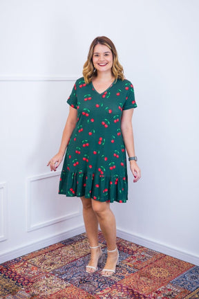 Vestido Verona - Babado Gola V e Manga Curta