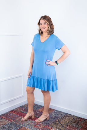 Vestido Verona - Babado Gola V e Manga Curta