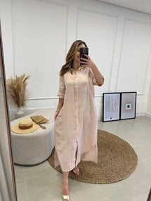 Chemise Giovana Lisa Longa e Mullet Linho Italiano