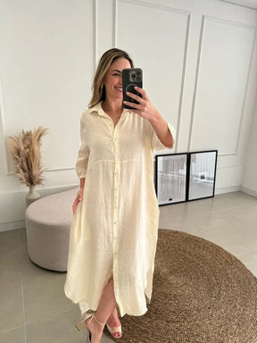 Chemise Giovana Lisa Longa e Mullet Linho Italiano